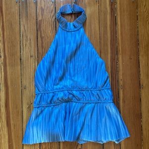 Anthropologie En Elly halter top - light blue with fine pleats